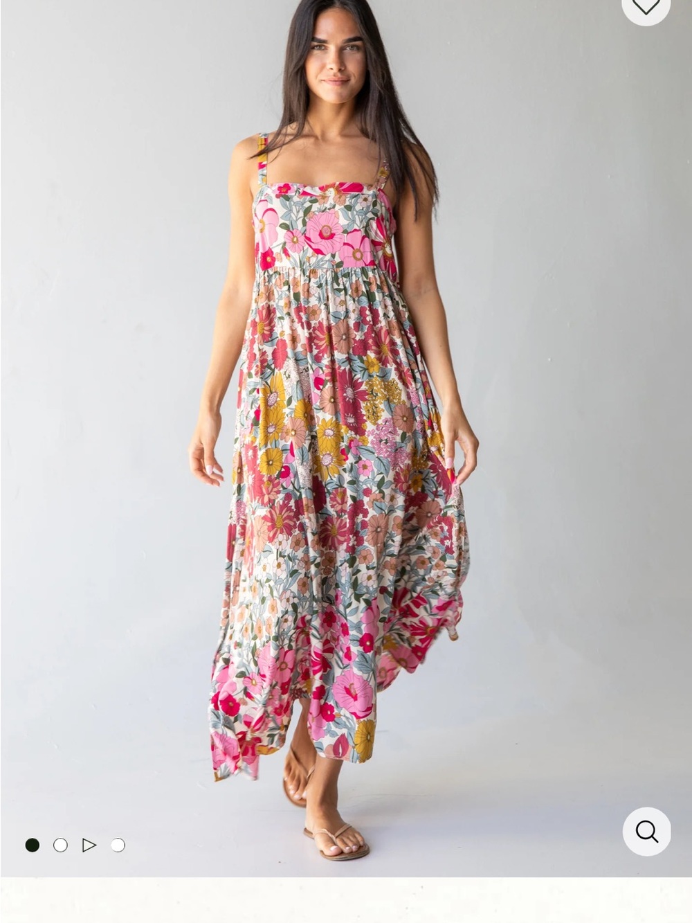 NATURAL LIFE Pink & Mustard Floral Tiered Maxi Sundress